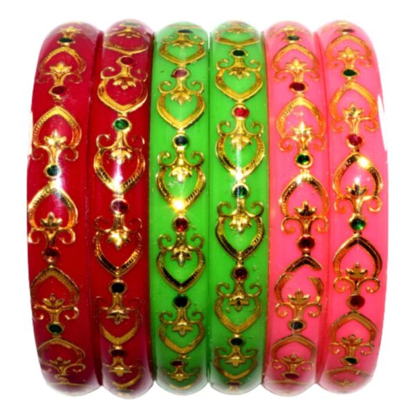 Acrylic colorful Brass work kada sets Pack of 6