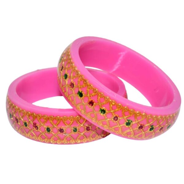 Laminate Heavy Brass Meena Work Pink Kada set