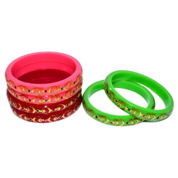 Acrylic colorful Brass work kada sets Pack of 6