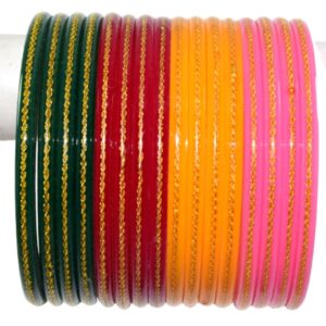 colorful Brass work Seep laminate Bangles Pack of 16