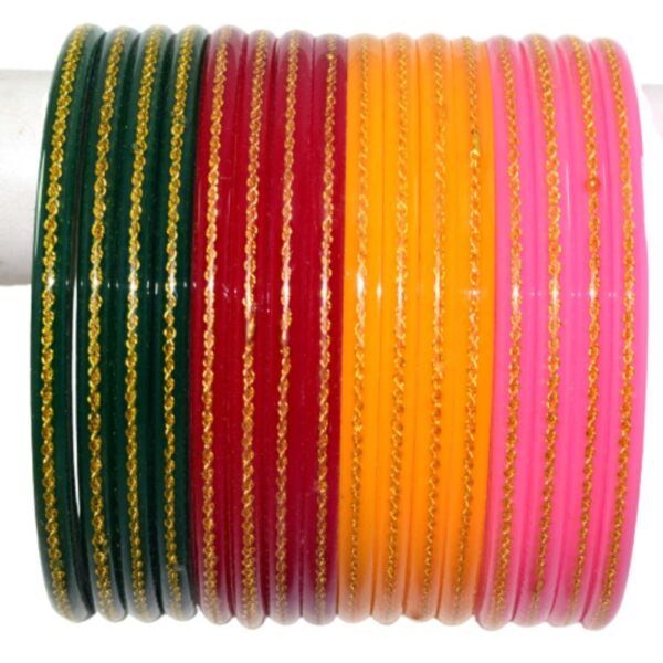 colorful Brass work Seep laminate Bangles Pack of 16