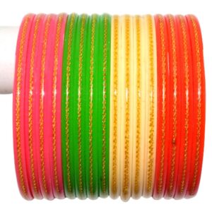 colorful Brass work Seep laminate Bangles Pack of 16