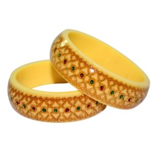Laminate Heavy Brass Meena Work Cream Kada set