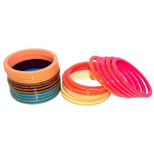 colorful Brass work Seep laminate Bangles Pack of 16