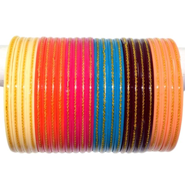 colorful Brass work Seep laminate Bangles Pack of 24