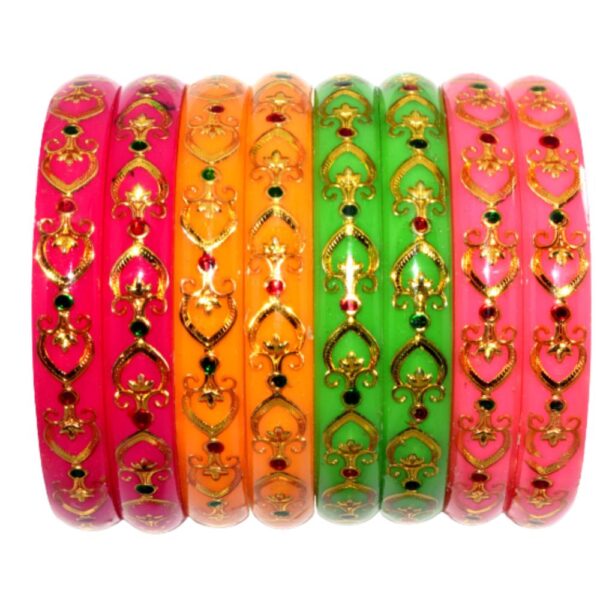 Acrylic colorful Brass work kada sets Pack of 8
