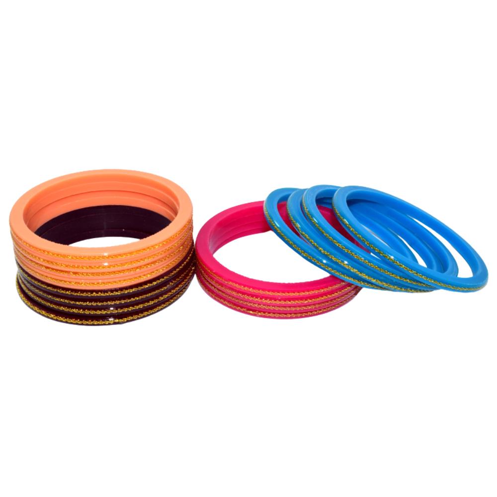 colorful Brass work Seep laminate Bangles Pack of 16