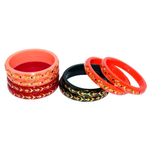 Acrylic colorful Brass work kada sets Pack of 8