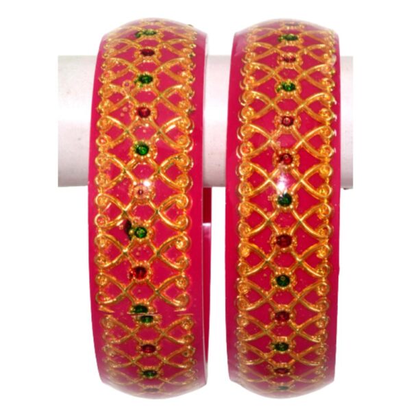 Laminate Heavy Brass Meena Work Darl Red Kada set
