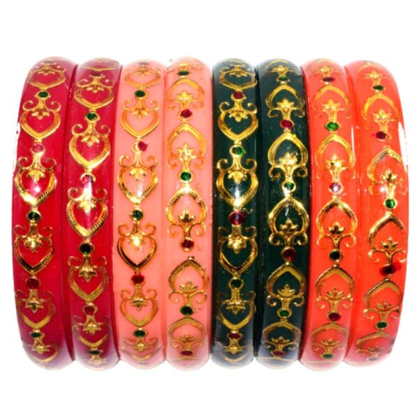 Acrylic colorful Brass work kada sets Pack of 8