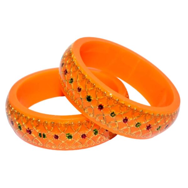 Laminate Heavy Brass Meena Work Yellow Kada set
