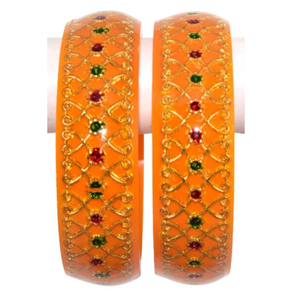Laminate Heavy Brass Meena Work Yellow Kada set