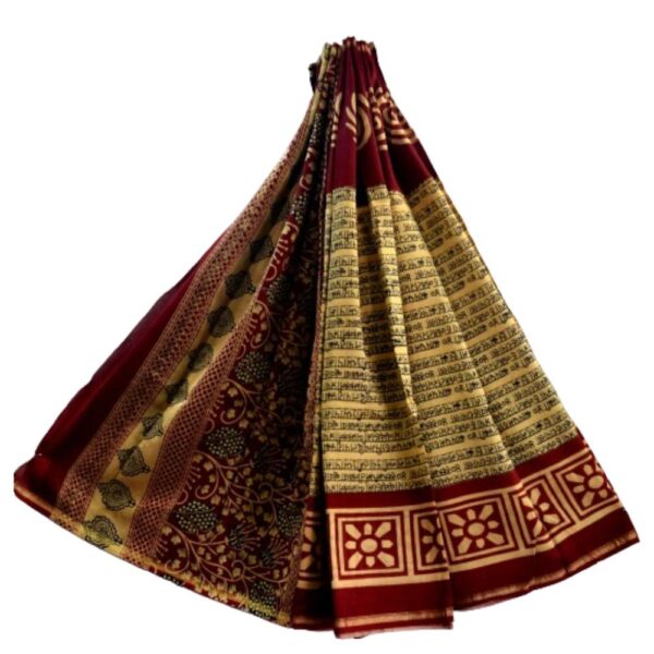 Block Printed Chanderi Silk cotton saree