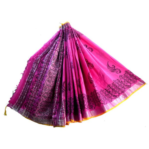 Batik print Cotton Lilen Saree 07