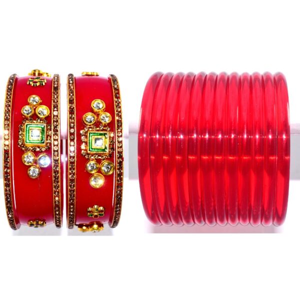 colourful_AD red KAngan and_Plain Bangles set