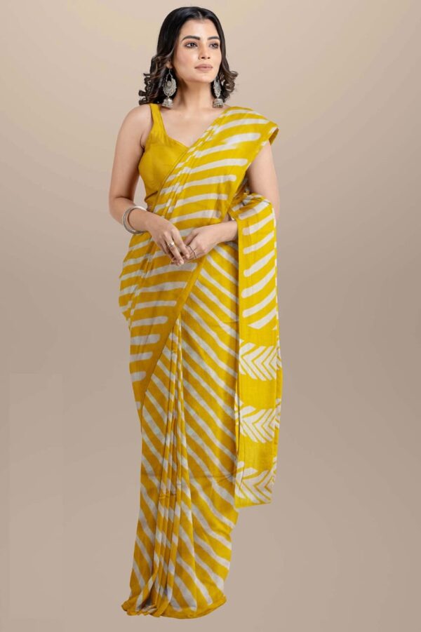 Peach Printed Mulmul cotton saree