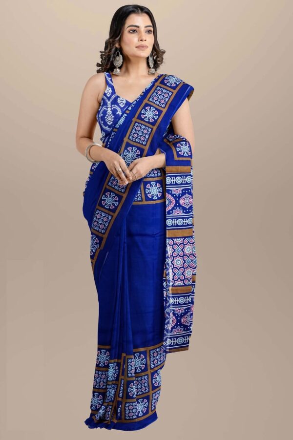 Black Printed Mulmul Cotton Saree