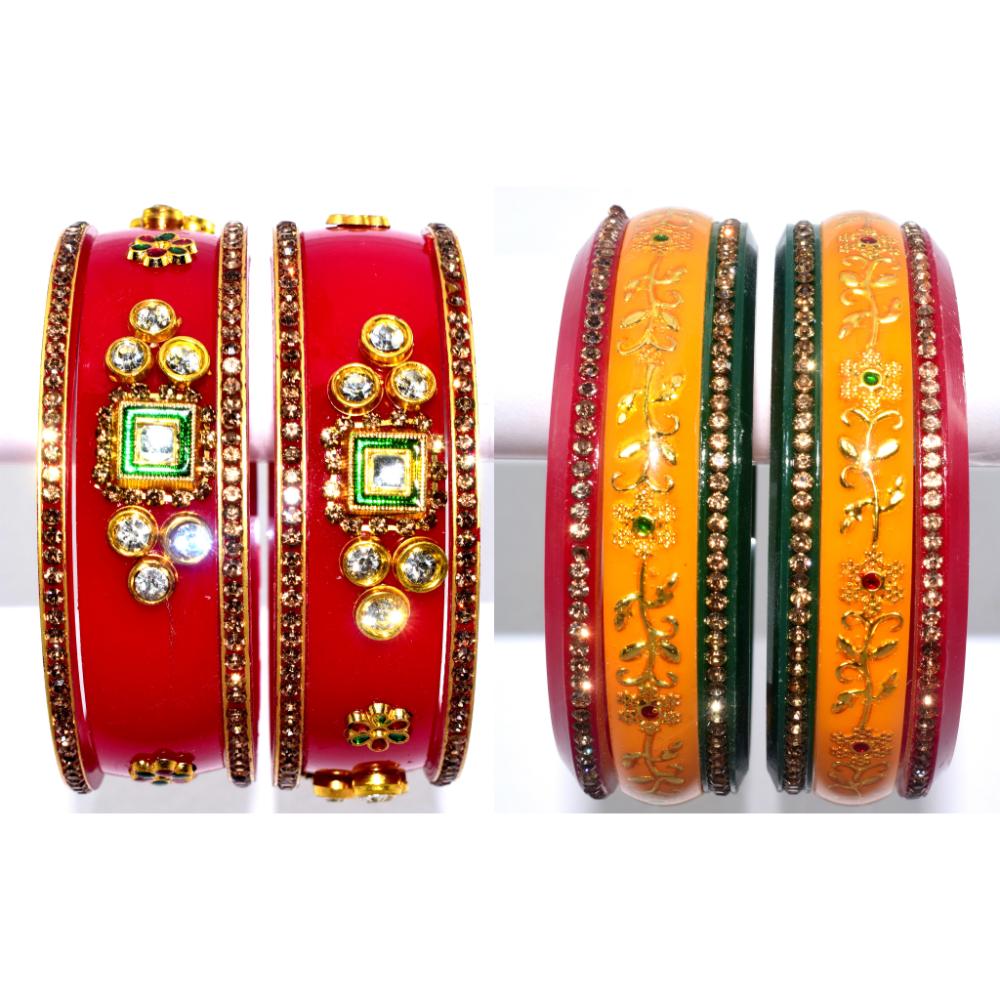 colourful_Red and_laminate_kangan set