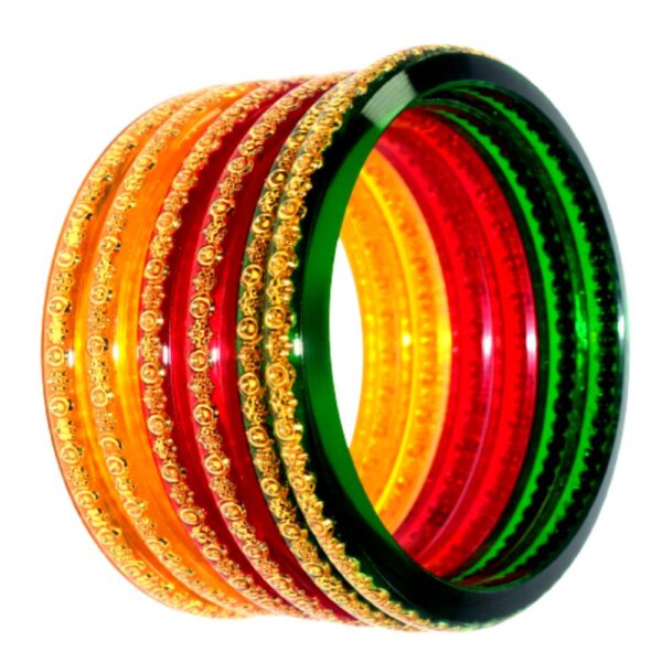 Red Green Yellow Laminate Bangles set