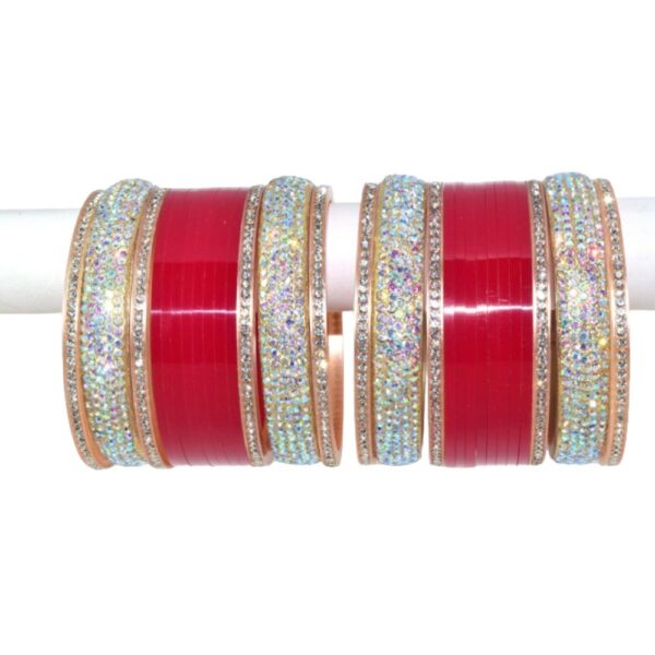 American Diamond Red Silver Choora set