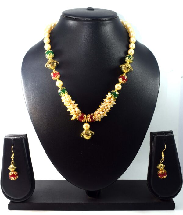 New Designer Beads Long Necklace Set4 With Earring (Copy)