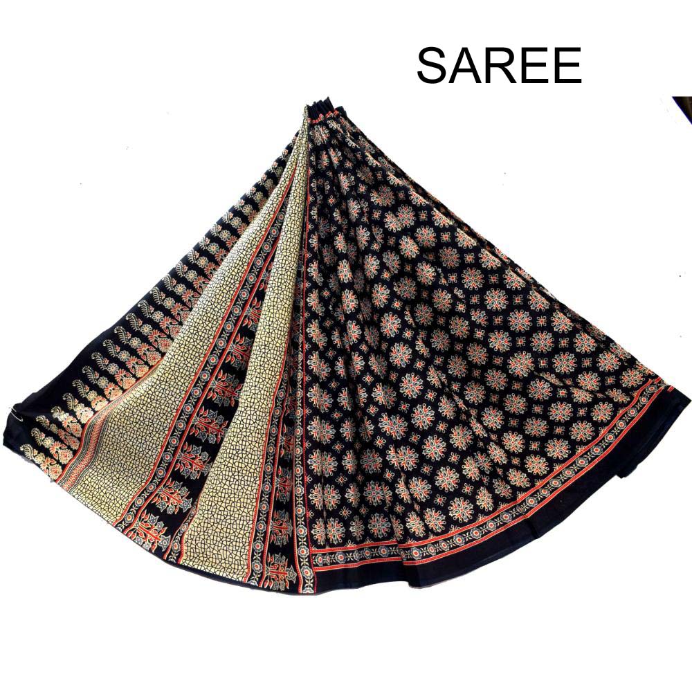 Hand Block Printed Mulmul cotton saree-36