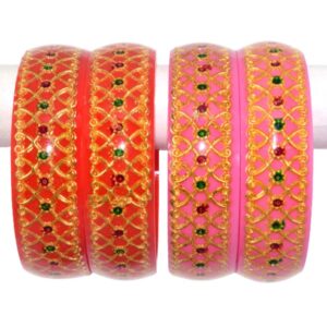 Brass Work Laminate Heavy Kada Set