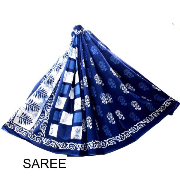 Hand Block Printed Mulmul cotton saree-57