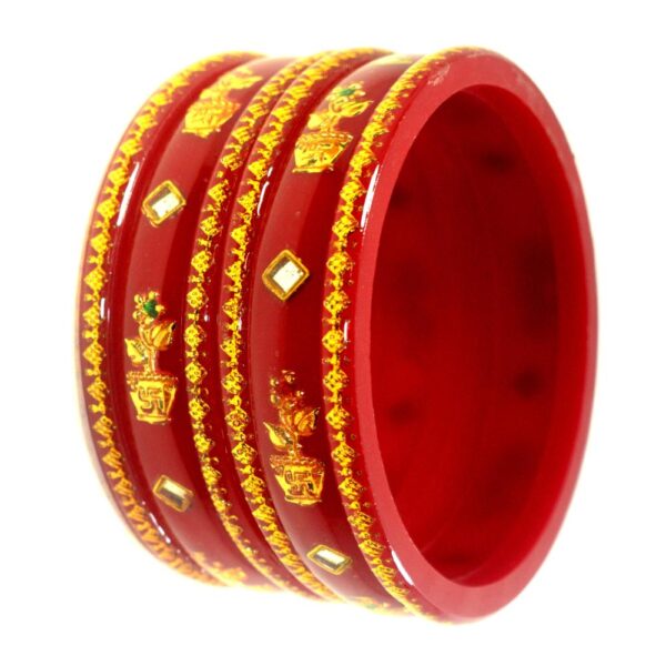 Brass Work Red red Laminate Kada Set pack of 2
