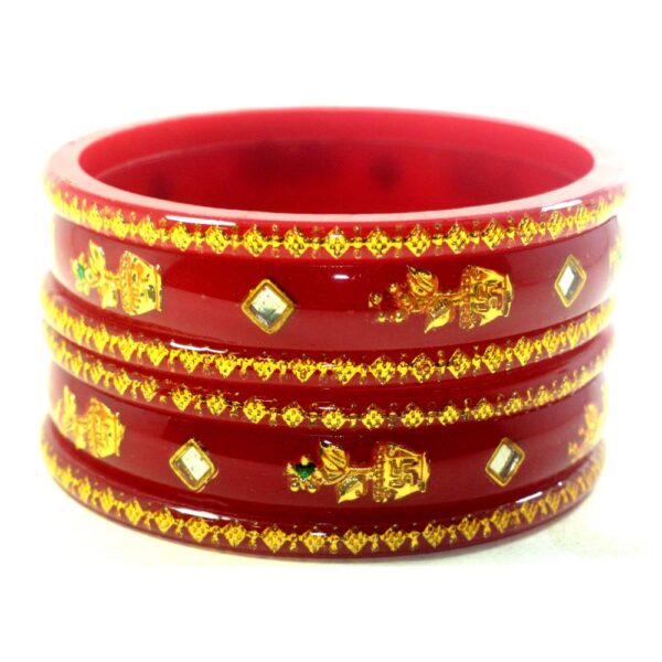 Brass Work Red red Laminate Kada Set pack of 2