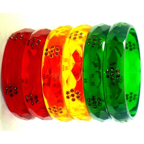 Red Green Yellow AD Kangan Set Pack of 6