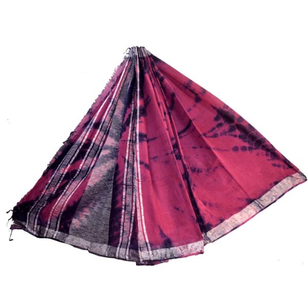 Hand Block printed cotton lilen saree-01