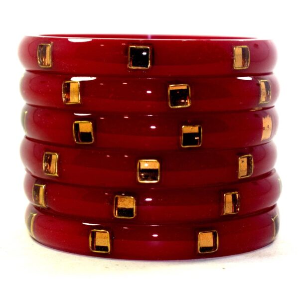Red Laminate crystal Kada set