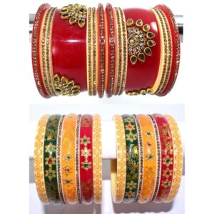 Combo Multicolor Golden Laminate jaipuri AD choora set