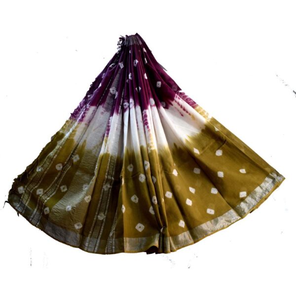 Hand Block printed cotton lilen saree-01