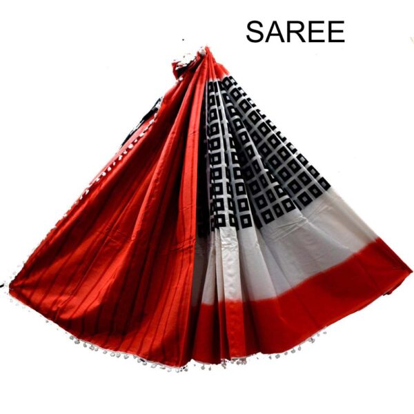 Hand Block Printed Mulmul cotton saree-21
