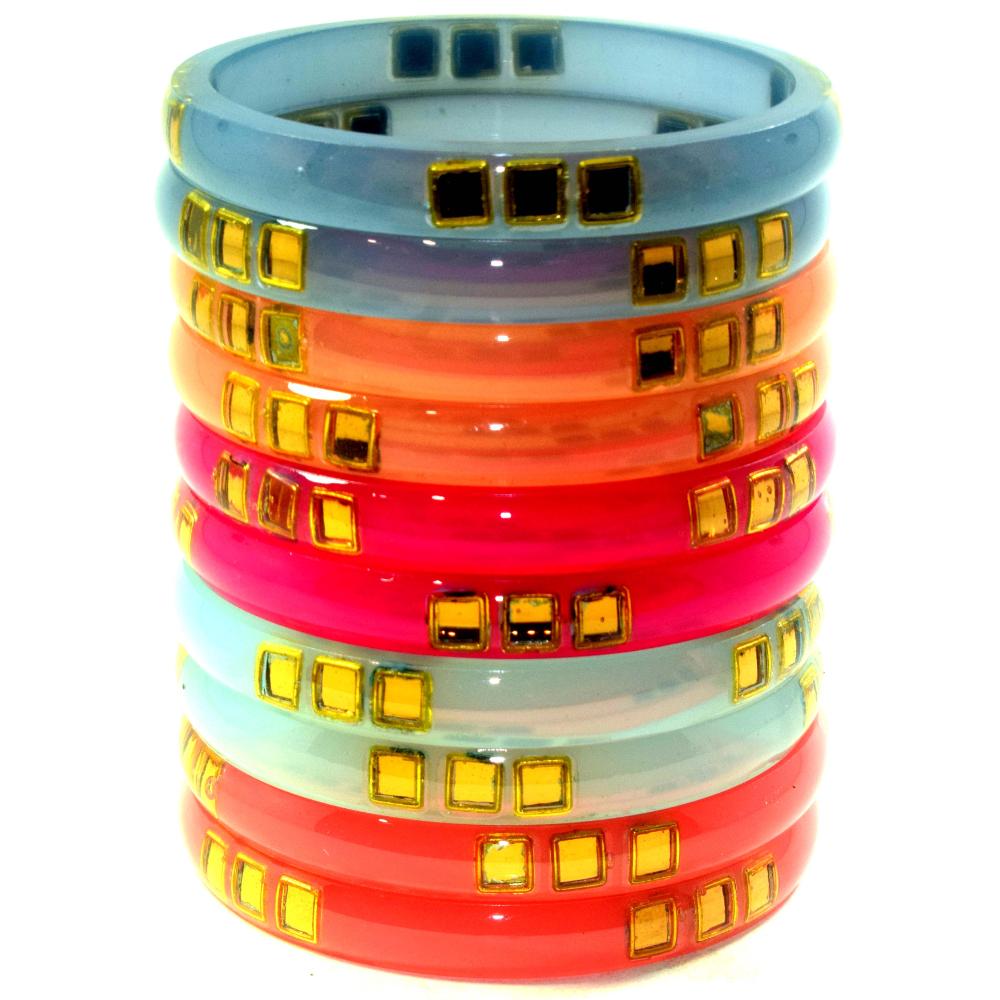 colorful acrylic crystal kada set
