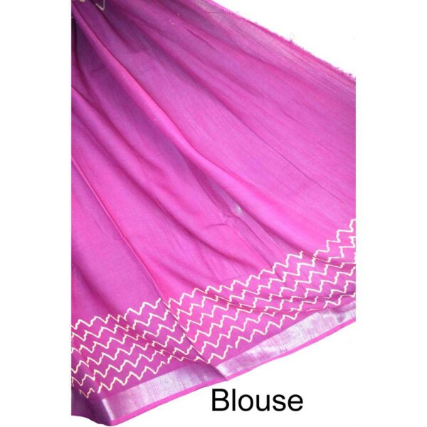 Hand Block printed cotton lilen saree-01