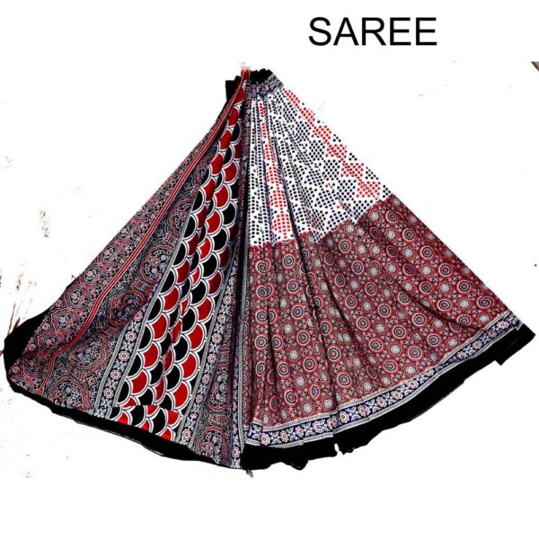 Hand Block Printed Mulmul cotton saree-13