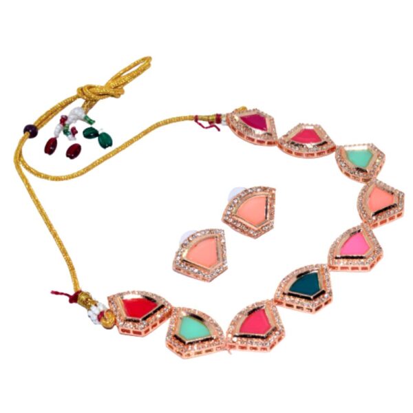 New Designer Crystal Necklace Set With Earring