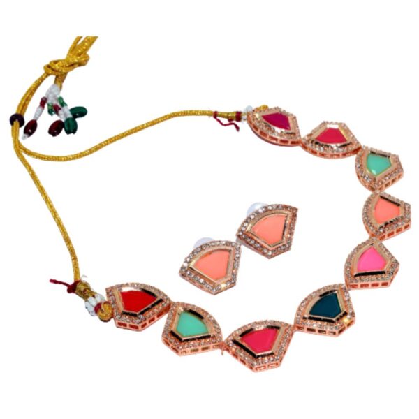 New Designer Crystal Necklace Set With Earring