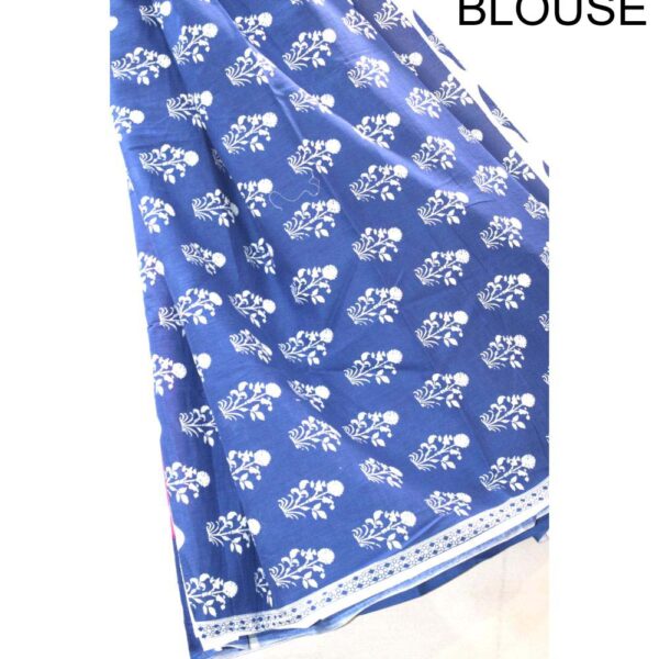 Hand Block Printed Mulmul cotton saree-16