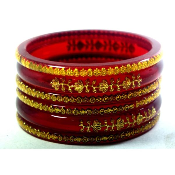 Brass Work Red Laminate Kada Set pack of 8