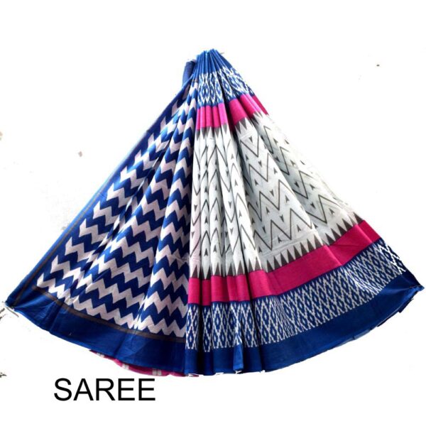 Hand Block Printed Mulmul cotton saree-21