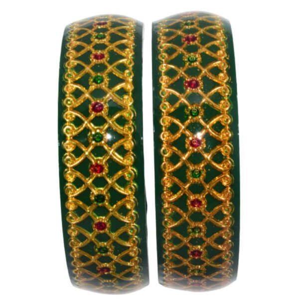 Brass Work Laminate Heavy Kada Set