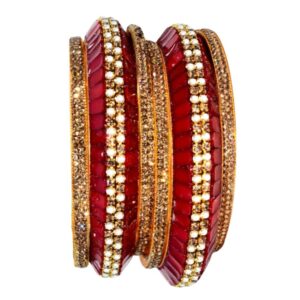 Jaipuri Designer Golden Pink Brass Kangan set Pack of 6