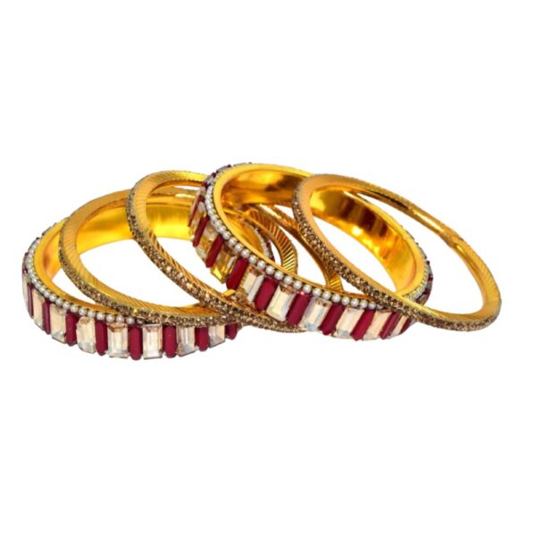Jaipuri Designer Golden Metal Bangles Pack of 6