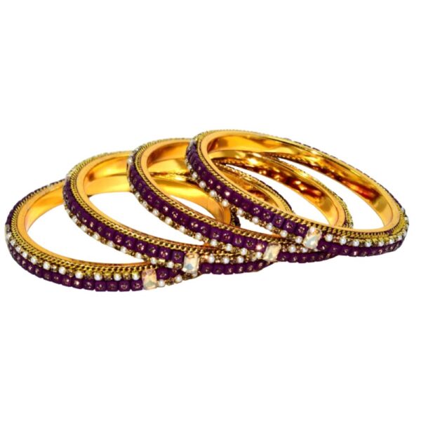 Jaipuri Designer Golden Brass Beads Bangles3 set Pack of 4