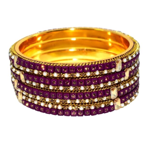 Jaipuri Designer Golden Brass Beads Bangles3 set Pack of 4