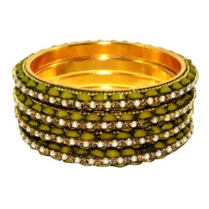 Jaipuri Designer Golden Metal Bangles Pack of 4